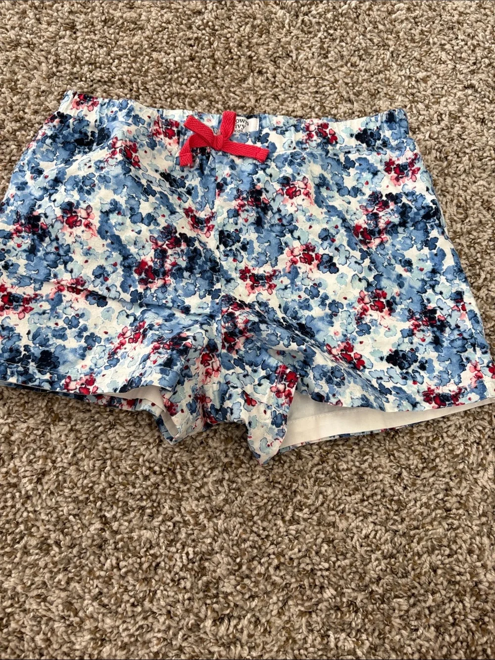 Crown & Ivy Girls Floral Blue & Red Two-Piece Shorts Set size medium (10-12) EUC